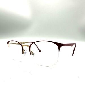 RAY BAN RB 6422 3007 51/19/140 BURGUNDY GOLD HALF RIM ROUND EYEGLASSES